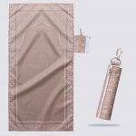 Tapis de prière compact enroulable beige avec motif