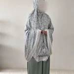 Ensemble de prière Flores - Tissu premium 80% soie bleue fleurie