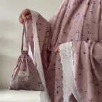 Ensemble de prière Flores - Tissu premium 80% soie rose fleurie-2