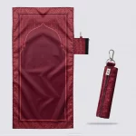 Tapis de prière compact enroulable bordeaux