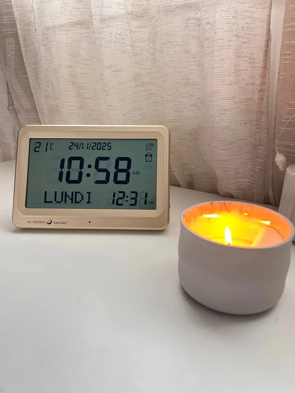 Horloge Adhan Al-Fatiha dorée