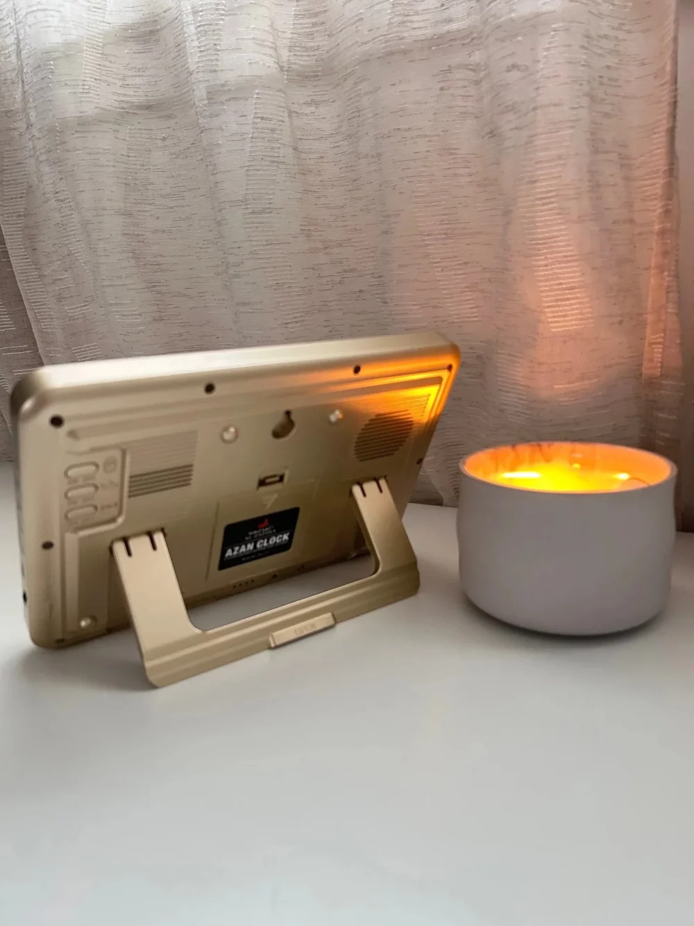 Horloge Adhan Al-Fatiha dorée de dos