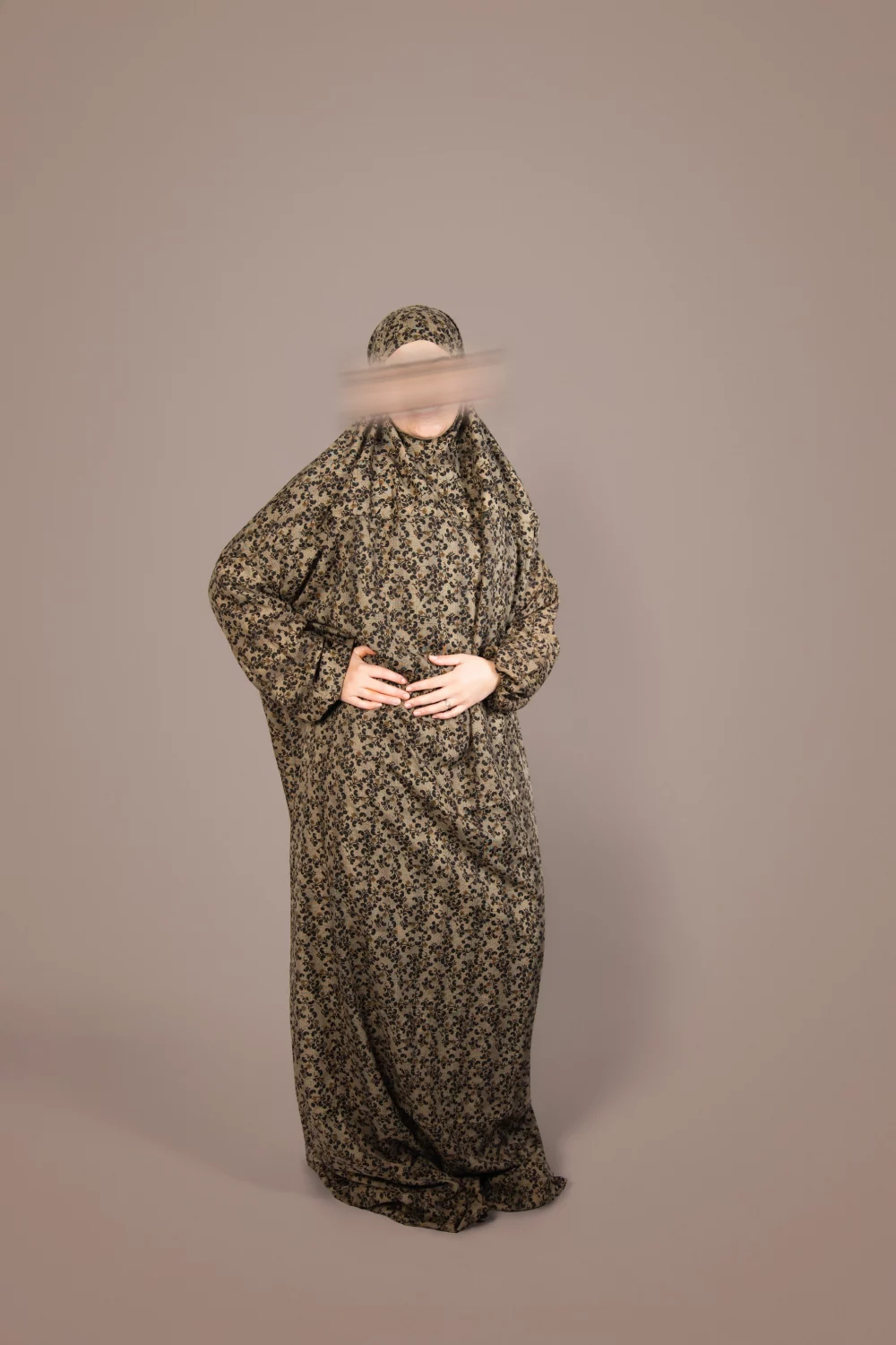 Ensemble Kuala marron fleurie de face